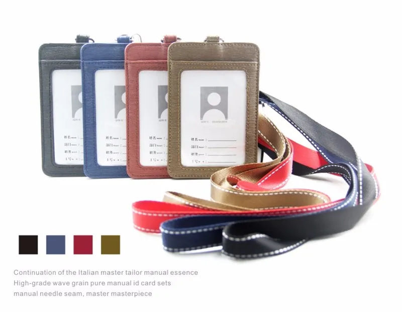 

High-grade PU Card holder Staff Identification Card Neck Strap with Lanyard badge Neck Strap Bus ID holders