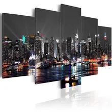 5 Pieces HD Canvas painting Home Decoration Wall Art Picture Prints of Beautifulcity night view Artwork