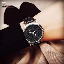 Dames cadeau nouveau style montre Enmex creative design matière noire concept conception simple visage steek bande quartz mode montre-bracelet
