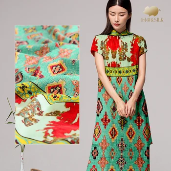 

High-end chinese silk fabric 35mm heavy silk linen fabric digital printing retro natural linen fabric wholesale linen cloth