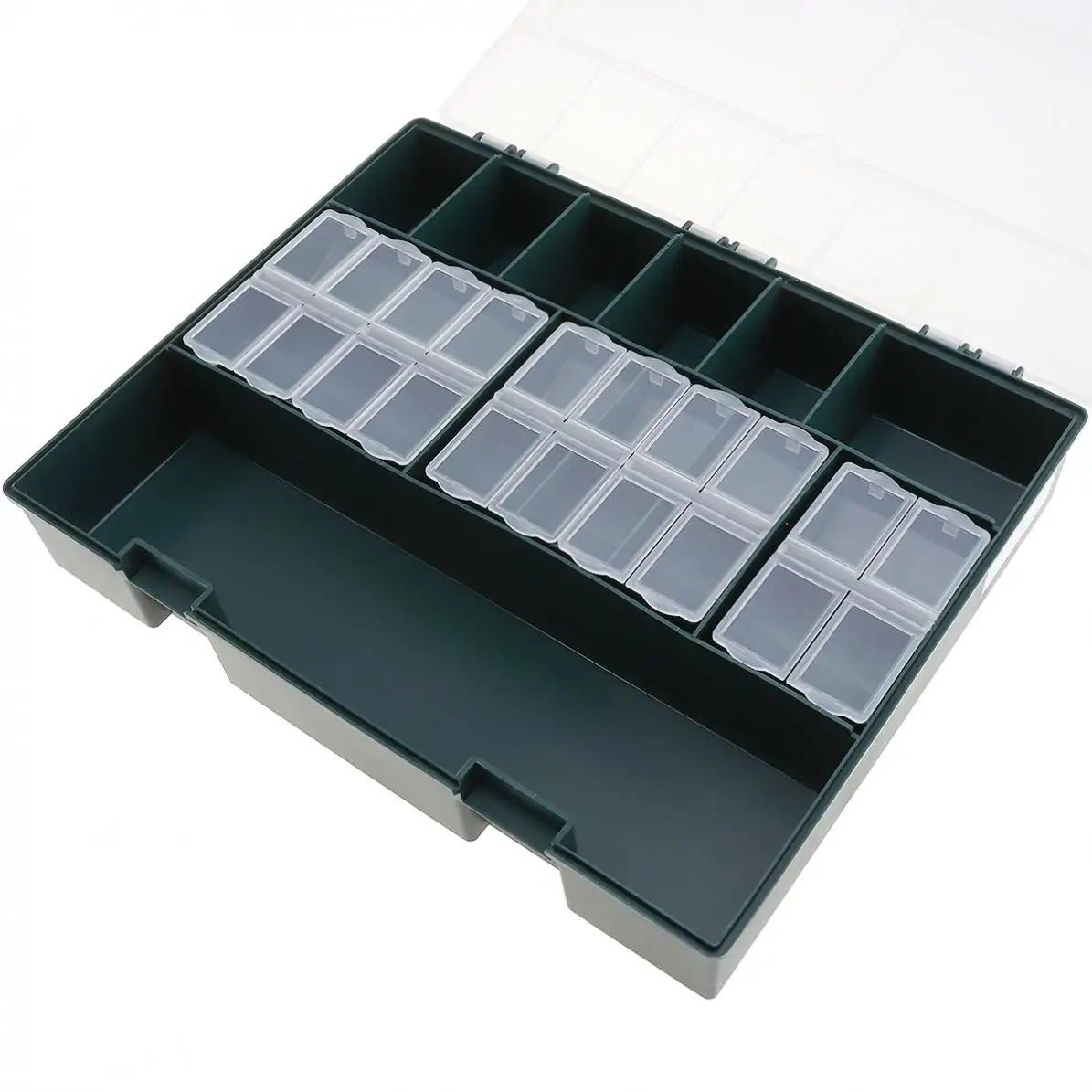 Skup Pojemnik wędkarski o dużej pojemności z linijką wbudowany 6 oddzielnych małe pudełka idealny do wędkarstwa karpiowego