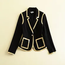 Европейская и американская женская одежда осень Пномпень карман с длинным рукавом зерна пряжки короткое пальто