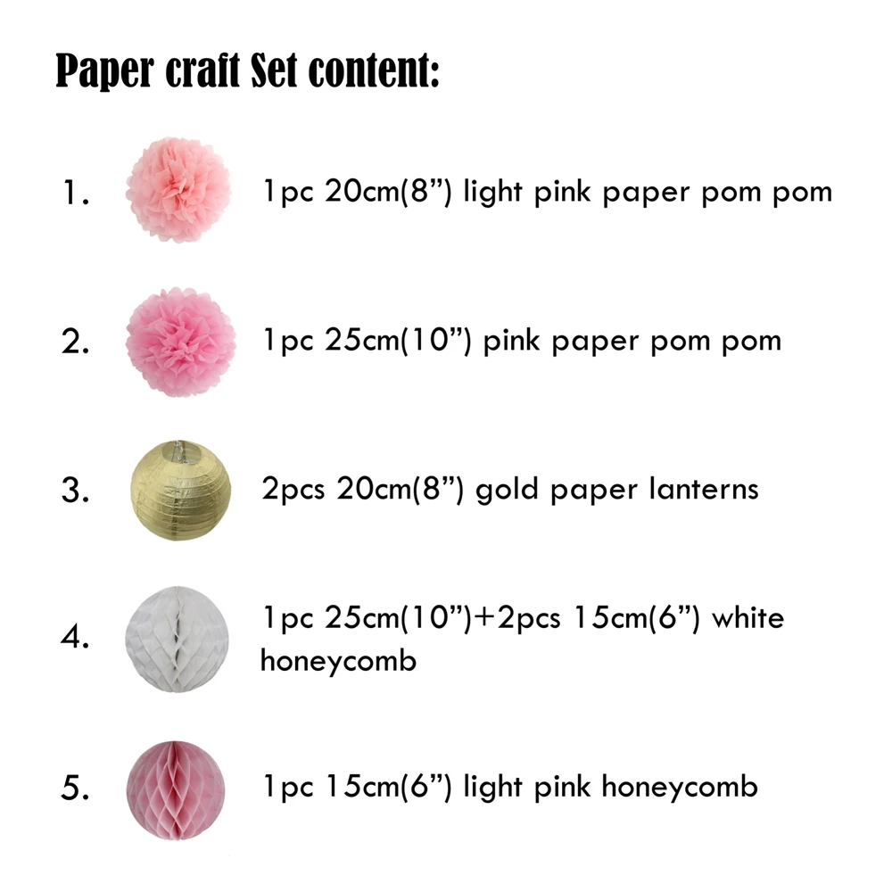 8 шт. Золотой/розовый набор Свадебная вечеринка декоративная ткань бумага Pom круглые бумажные шаровые фонари детский душ подвесной Декор соты