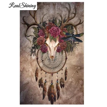 

REALSHINING DIY 5d full square diamond embroidery Forest Elks Dream Catcher diamond painting cross stitch mosaic picturesFS1927