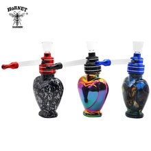 HORNET Rainbow Hookah Shisha Smoking Pipes Heart Glass Water Pipe 120MM Metal Tobacco Pipes With Long Silicone Mouth Filter