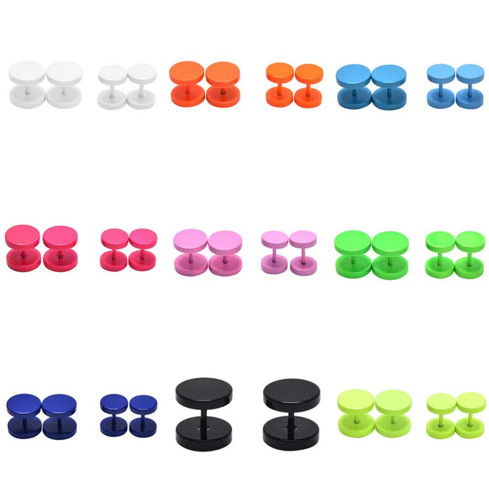 

New 1Pair Unisex Punk Gothic Stud Earrings Stainless Steel Ear Studs Earrings Men Women Barbell Earrings