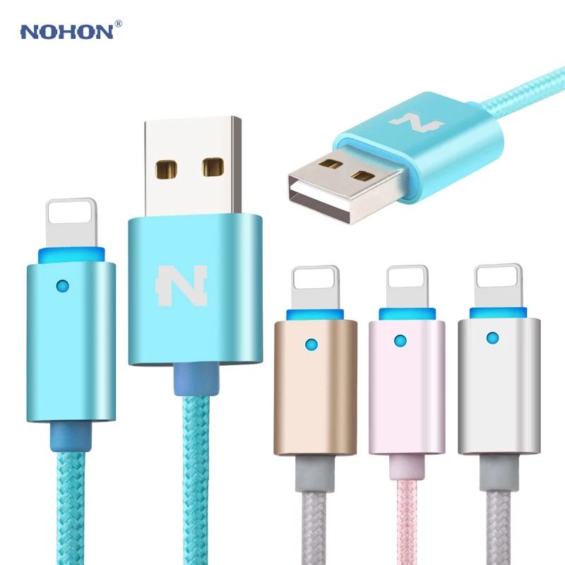 Светодиодный смарт кабель Nohon 150 см для Lightning iPhone X 8 7 6S 6 Plus 5S 5 ipad 4 Air data charger из