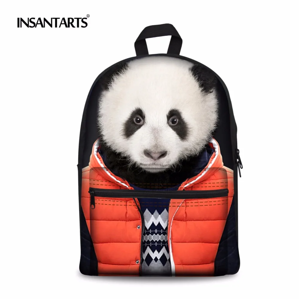 INSTANTARTS Lucu Wanita Ransel 3D Hewan Panda Printing Sekolah Untuk