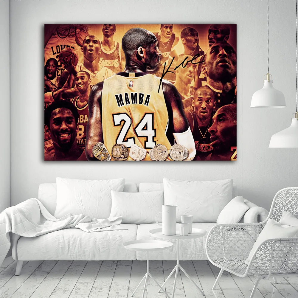 MODERN KOBE BRYANT BLACK MAMBA NBA wall picture canvas art print