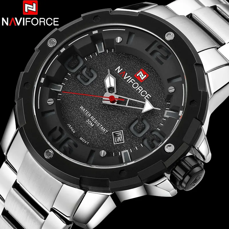 NAVIFORCE Brand Men's Sport Watches Men Quartz Watch Steel Band Auto Date Wristwatches For Men 30M Waterproof Relogio Masculino NAVIFORCE Brand Men's Sport Watches Men Quartz Watch Steel Band Auto Date Wristwatches For Men 30M Waterproof Relogio Masculino