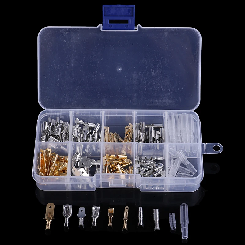 

150pcs Male and Female Car Spade Connector Splice Crimp Wire Terminals Assortment Kit with Insulating Sleeve for Motorcycle Bike