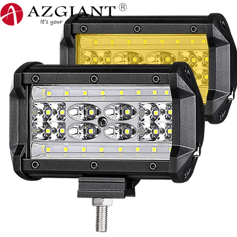 

AZGIANT 6000K Whtie and 3000K Yellow 72W LED Work Light 5" Quad Row for Wide Application Light Bar Spot Flood Led Fog Lights