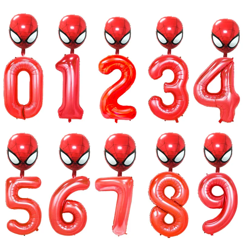 

16inch Red Foil Number Inflatable Balloons Spiderman Balloon Wedding Decoration Party Supplies Birthday Party Decoration 0-9