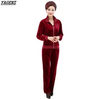 Women-Velvet-Tracksuit-Spring-Autumn-Mother-Clothes-Long-Sleeve-Jacket-Trousers-Two-piece-Velvet-Suit-Plus