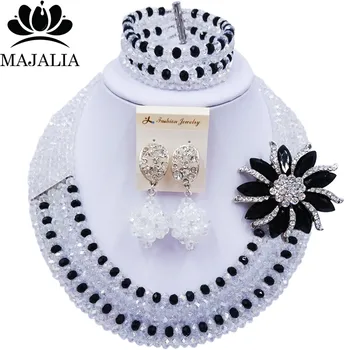 

Majalia Clear AB and Black Crystal Beaded Pretty African Jewelery Set Nigerian Wedding Clothing Jewelery Sets 5ST008