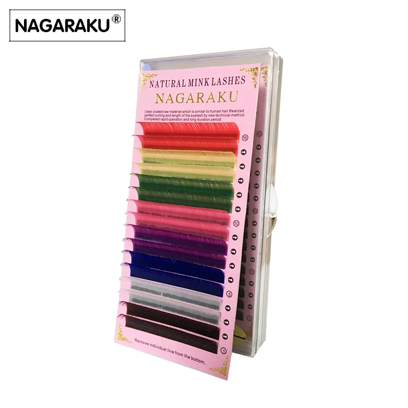 

NAGARAKU 1 case 16rows/tray, 8 Colors ,Rainbow Colored Eyelash Extension ,color eyelashes,colorful eyelash extension