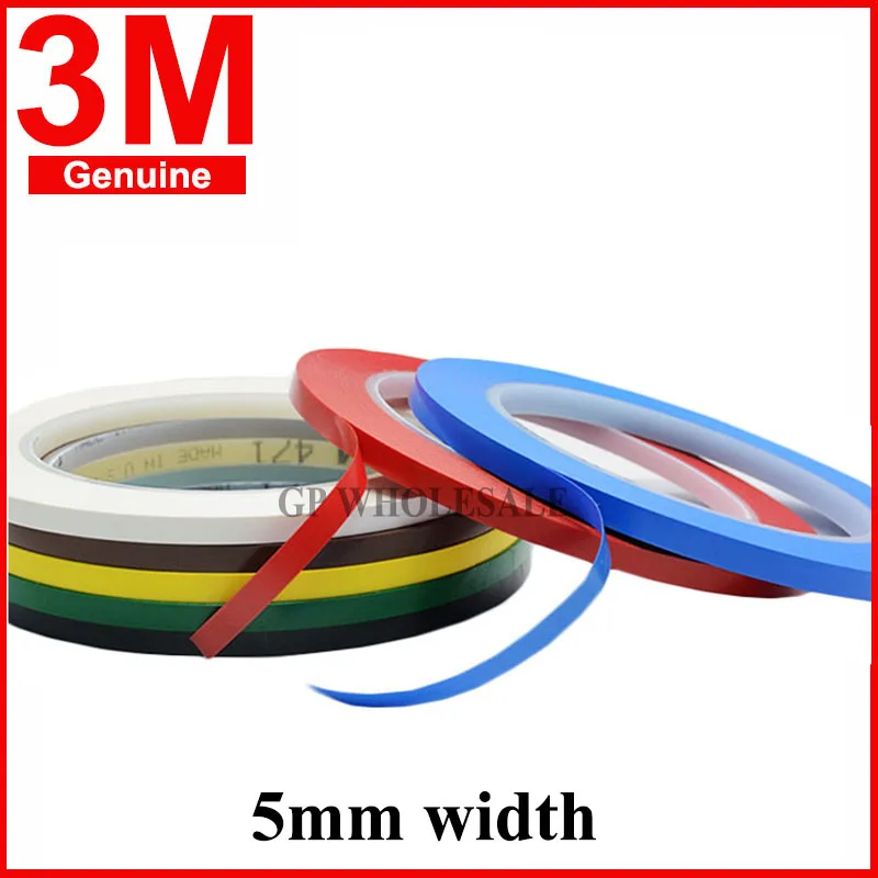 

3M 471 premium perfomance strong vinyl tape length 33M bundle set for Decoration, Masking 5mm YELLOW BLACK BLUE WHITE RED GREEN