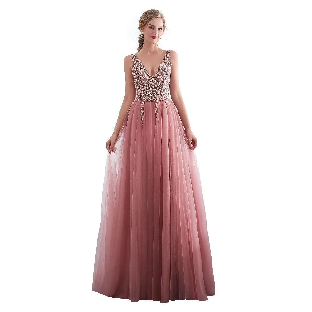 Новейший Стиль Розовое блестящее длинное вечернее платье трапециевидной формы элегантное иллюзионное платье в пол Beaultiful вечерние платья