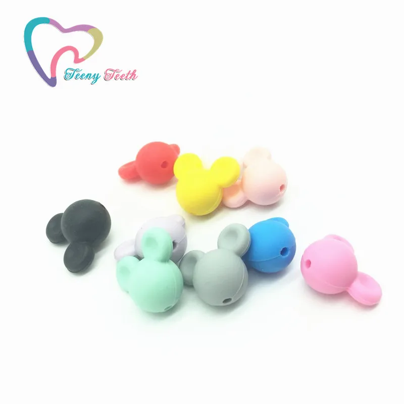 

Teeny Teeth 60PCS Mickey Loose Baby Teething Silicone Beads BPA Food Grade Nursing Chewing Pacifier Teether DIY Necklace Beads