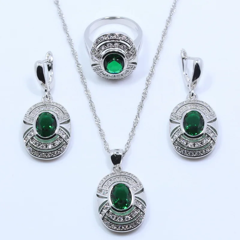 Брелок от manny Овальный зеленый циркон 4 шт. серьги кулон ожерелье кольцо браслет для женщин идеальный серебряные Ювелирные наборы W35