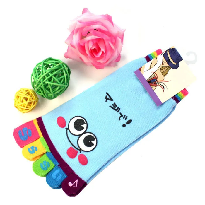 Дизайн Womail; Модные женские и девичьи короткие носки со смайликами и пятью пальцами с японскими буквами; June29; Прямая поставка; fed30
