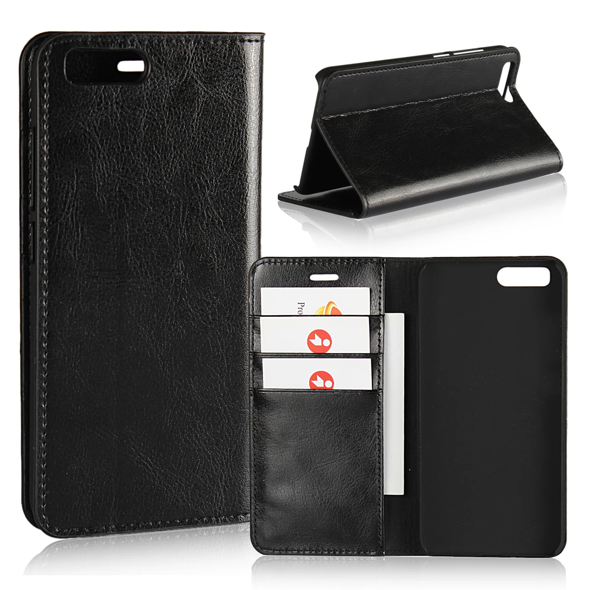 Роскошный чехол-бумажник для Xiao mi 6 mi 6 M6 pre mi um кожаный чехол с отделениями для карт и денег чехлы для телефонов - Цвет: Черный