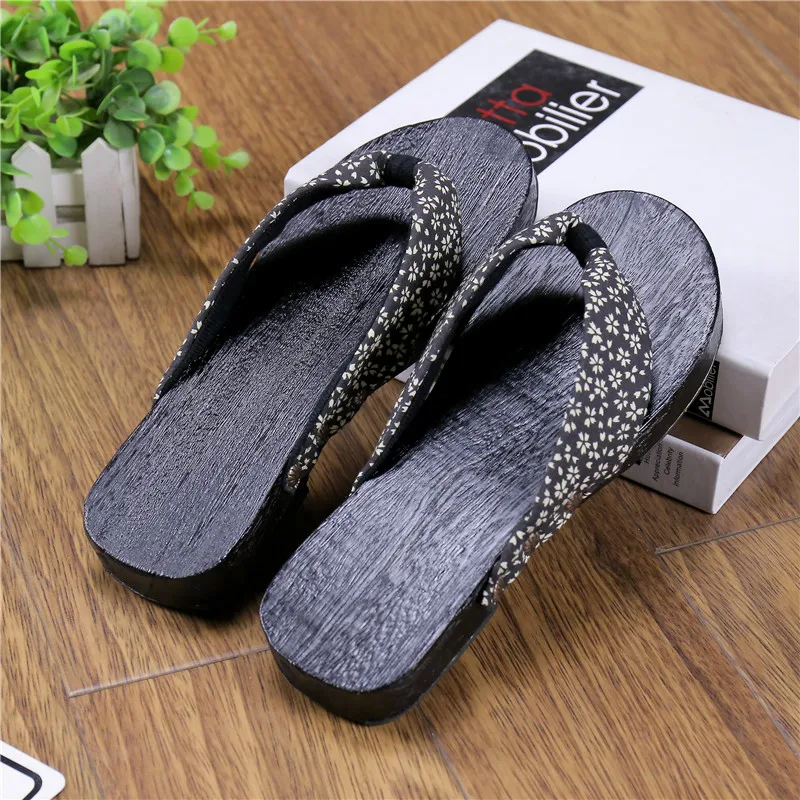 Najtaniej Mazefeng letnie buty Unisex platformy druku drewna mężczyźni Geta sandały mężczyźni chiny Geta drewniaki klasyczne drewniane klapki męskie klapki