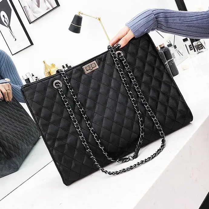 

European style retro handbags 2018 Fashion New High-quality PU leather Women's Designer Handbag Big Tote bag Chain shoulder bag