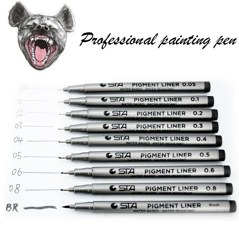 

Art marker pen different tip sizes colorful Black pigment Water based for drawing Stationery Professional painting pen