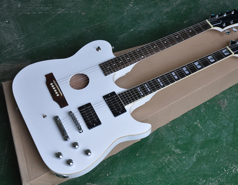 

Factory White Double Neck Electric Guitar,6Strings+6strings Fixed Bridge,Rosewood Fingerboard,Offer Customized