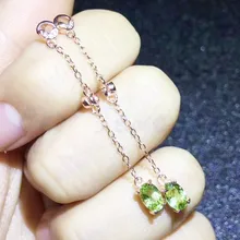 Перидот Висячие серьги естественный диопсид или перидот 925 серебро серьги 0.5ct* 2 шт драгоценный камень# J18070619