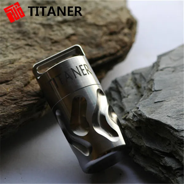 

Outdoor Camping Titaner Titanium Waterproof Tablet Pill Box Medicine Capsule with Key Chain Portable Container/Case Travel Kits