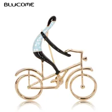 Blucome Новая мода фигурка брошь велосипед золотого цвета ювелирные изделия Детская Женская одежда шарф свитер костюм карманные булавки аксессуары