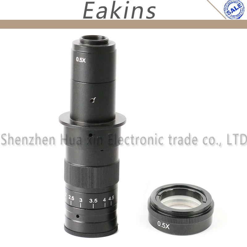 

Adjustable 10X-180X Magnification Zoom C-mount Lens+0.5X Barlow Auxiliary Lens For CCD COMS Video Microscope Camera Eyepiece