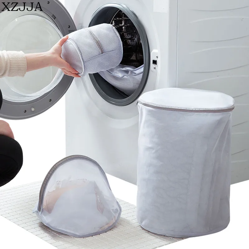 

XZJJA Thicken Mesh Laundry Bag Dirty Clothes Organizer Underwear Bra Socks Zippered Protector Net Case Washing Machines Bag