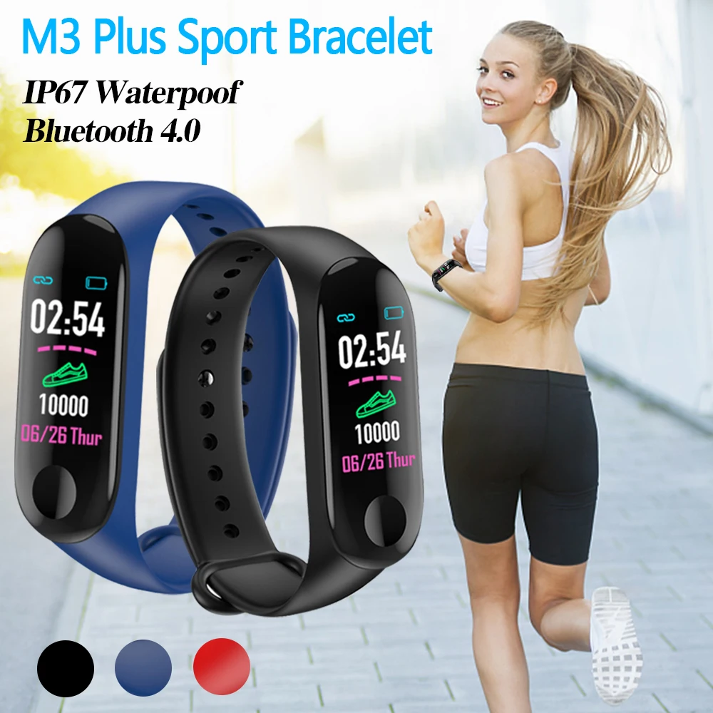 M3 Plus, умный Bluetooth браслет, спортивный шагомер, браслет, фитнес-часы, водонепроницаемые, пульс, бег, ходьба, счетчик шагов