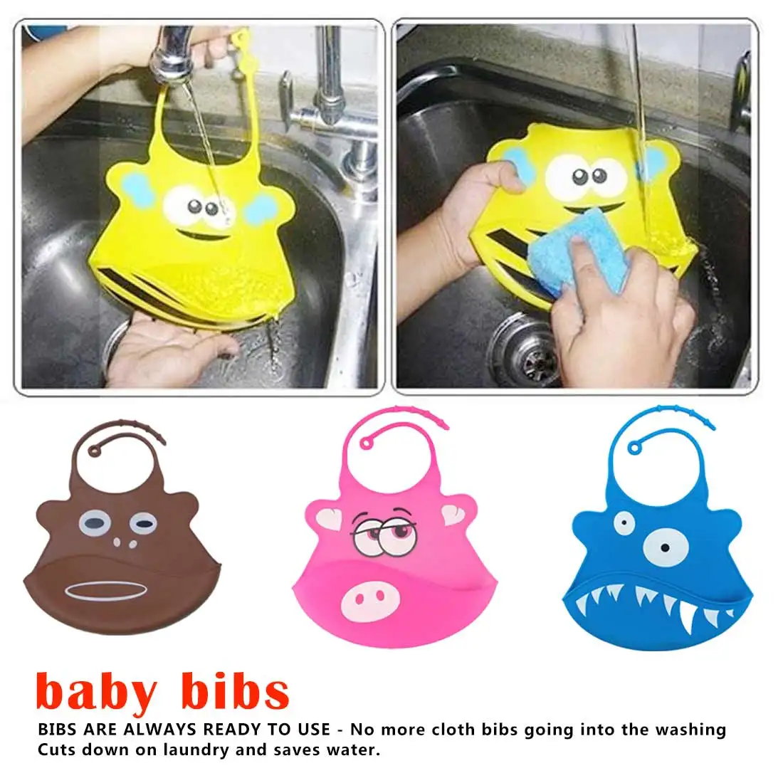 

2019 Cute Kid Infant baby bibs Soft Silicone Bib Waterproof Saliva Dripping Bibs slabbetjes drop ship