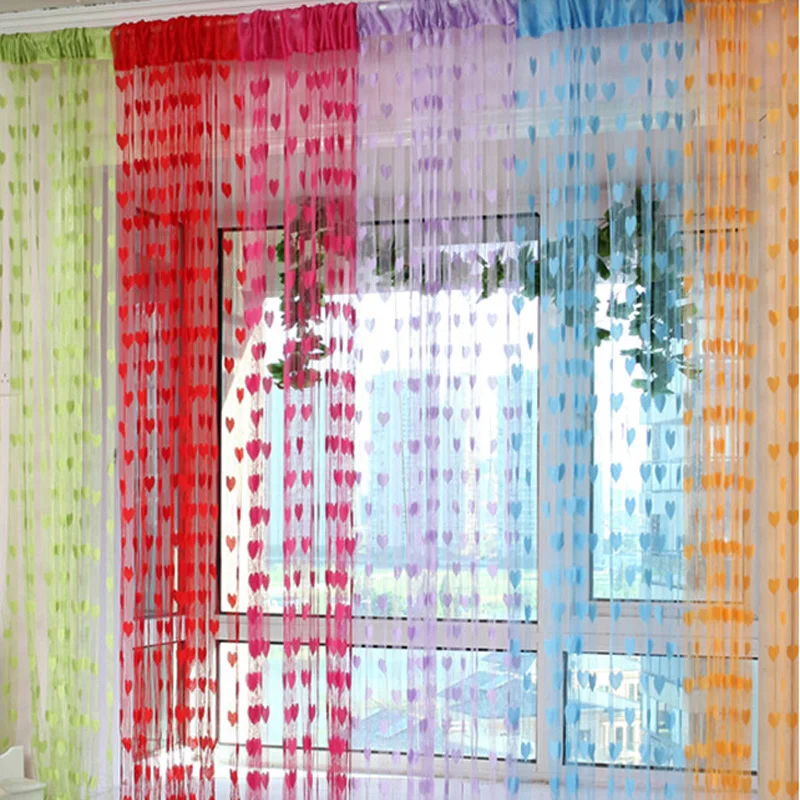 

Door Window Hanging Decor Heart Shape Line Curtain 100 X 200cm Partition Wall Vestibule String Curtains for Living Room