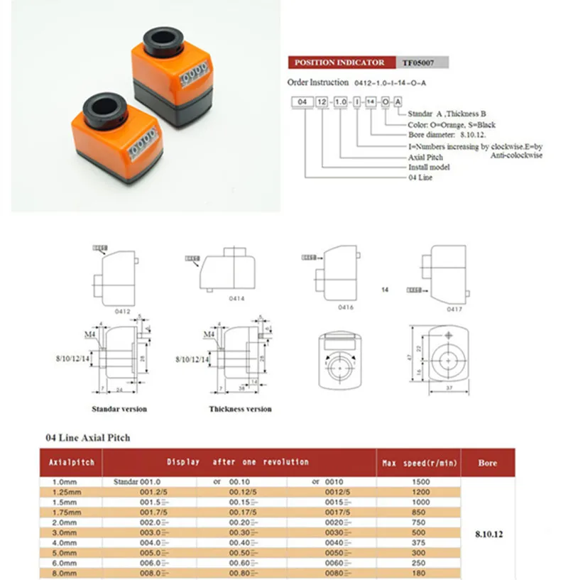 US $40.49 5pcs Tf05007 04 Line 14mm Standar Version Position Indicator Counter
