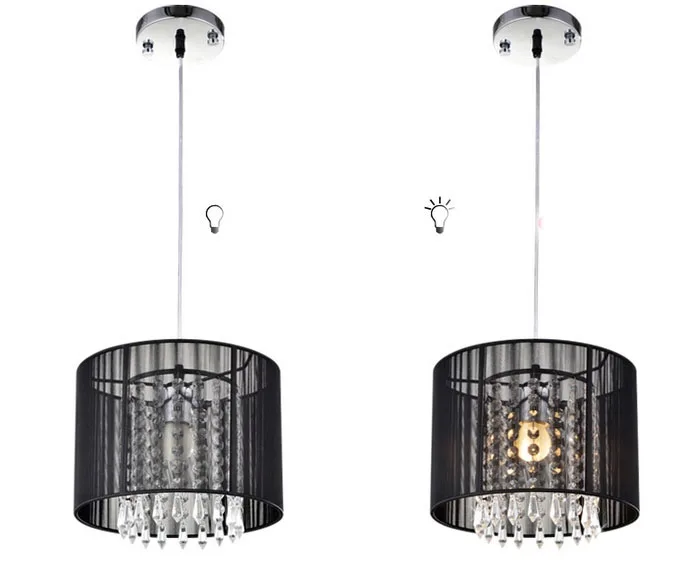 Modern Crystal Chandelier K9 Crystal Lustres De Cristal Fixture Black Fabric Chandeliers For Living Bedroom Lamp WPL042 Modern Crystal Chandelier K9 Crystal Lustres De Cristal Fixture Black Fabric Chandeliers For Living Bedroom Lamp WPL042