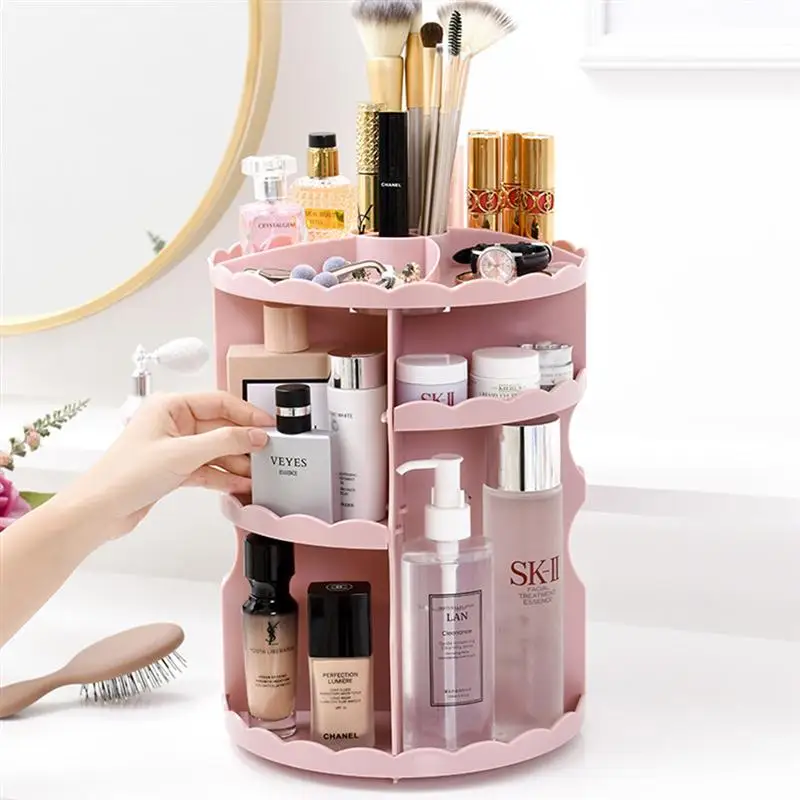 

Makeup Organizer Acrylic Adjustable 360 Degree Rotating Cosmetic Storage Holder Storage Box for Cosmetics Makeup