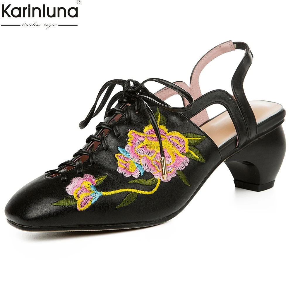 

Fashion genuine leather Hot Sale big size 43 Square Toe Summer Sandals Women Shoes Chunky Heels leisure Shoes Woman Sandals