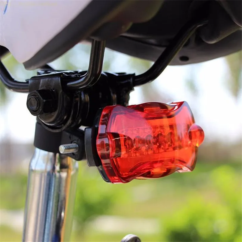 2017 New Bicycle Lights Bike Cycling 5 Led Tail Rear Safety Flash Light Lamp Red With Mount Sports Outdoor Camping Accessories | Спорт и