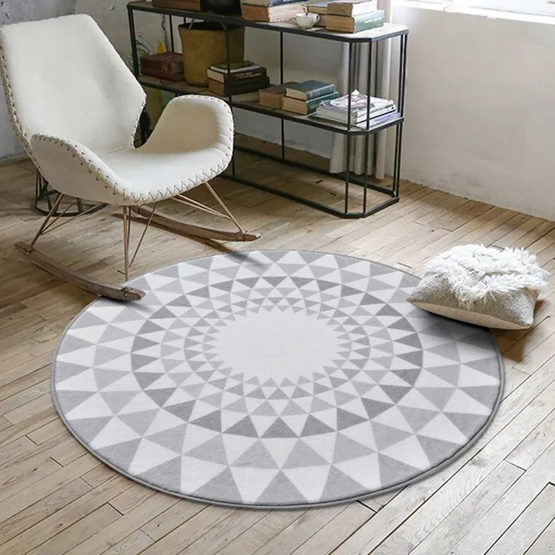 Nordic Grau Serie Runde Teppiche Für Wohnzimmer Spiel Kriechen teppich Kind schlafzimmer computer stuhl Bodenmatte Garderobe Teppich Und teppich Billig