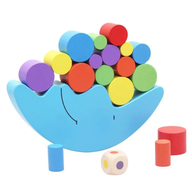 LittLove яркий цвет деревянный лунный балансирующие блоки Детские обучающие и развивающие игрушки балансировочный блок для семейных игр - Цвет: Moon Balancing Brick