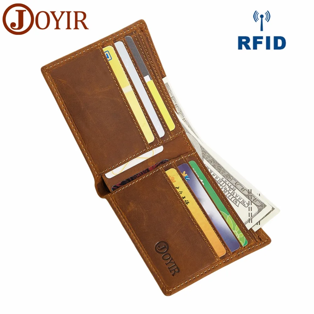 Кошелек JOYIR мужской из натуральной кожи однотонный винтажный с отделением для
