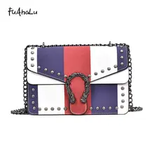 FuAhaLu осень ретро заклепки платок цепь сумка Корейская версия диких сумка Замок небольшой лоскут Сумка