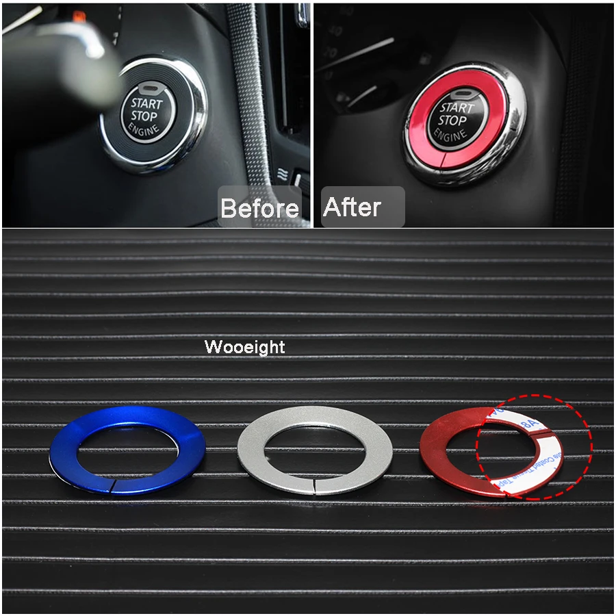 Wooeight Car Ignition Engine Start Stop Push Button Cover Ring Decorative Trim For Infiniti Q50 Q60 QX60 2014 2015 2016 2017 (8)