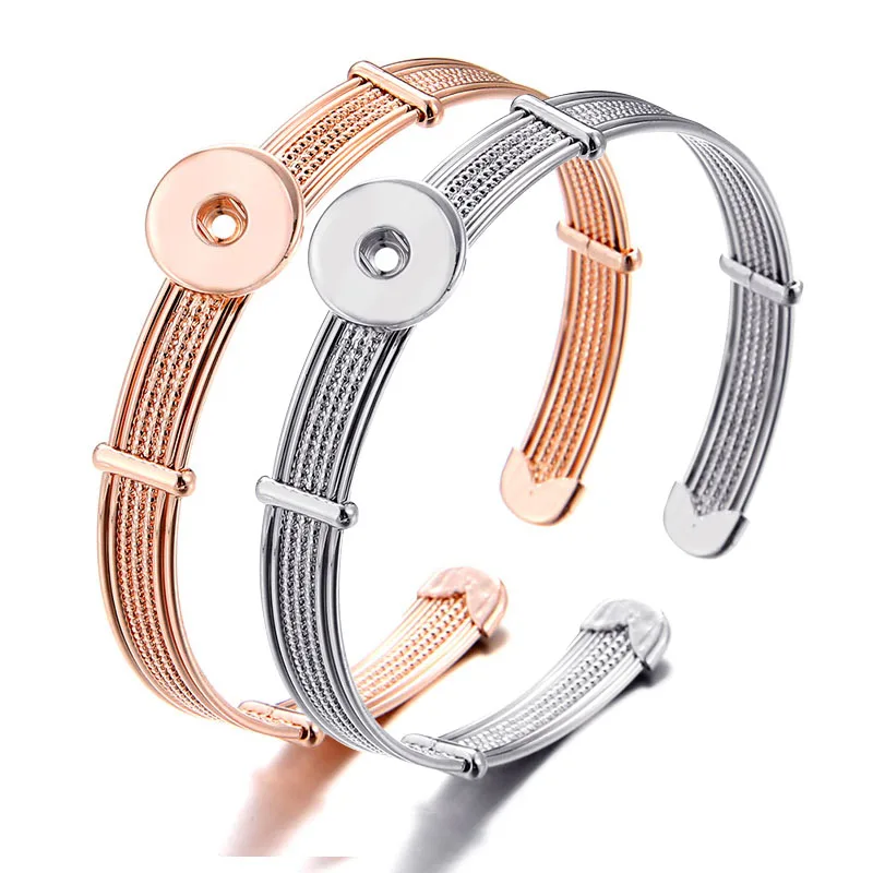 

New Fashion Metal Silver/Rose golden snap bracelet Bangle fit 12MM snap buttons DIY accessories Gift wholesale SG0237