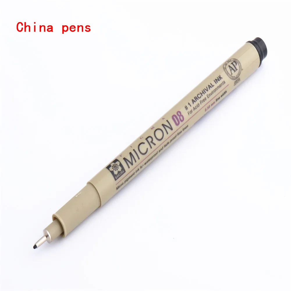 12 numbe pigma Micron иглы водонепроницаемые тонкие линии Черный Эскиз маркер ручка для дизайна кисть манга рисунок манга товары для рукоделия